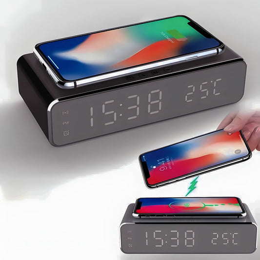 LED Alarm Clock Wireless Charger - Tech Scape Hub