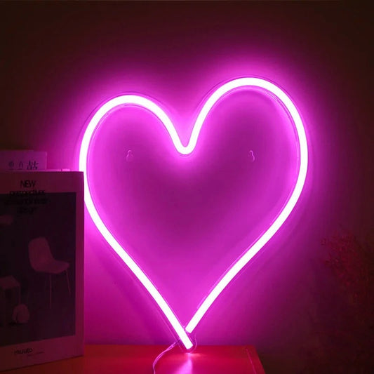 LED Neon Heart Shaped USB Wall Light