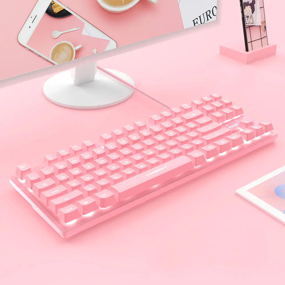 Pink Wired Keyboard & Mouse Set - Tech Scape Hub