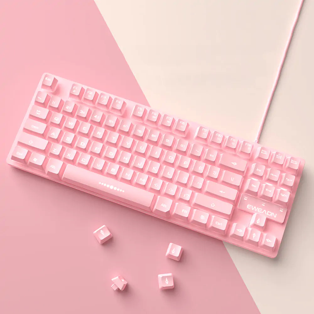 Pink Wired Keyboard & Mouse Set - Tech Scape Hub