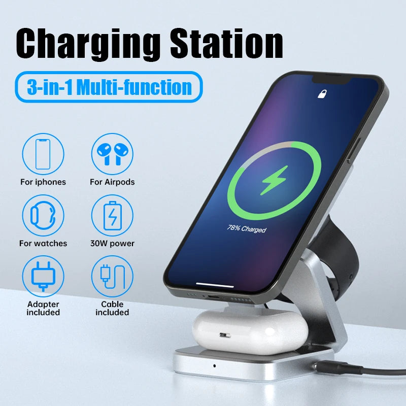 3 in 1 Folding Wireless Charging Station - Tech Scape Hub